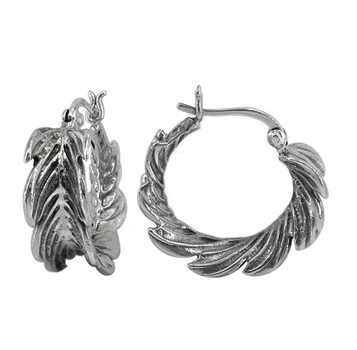 Sterling Silver Feather Hoop