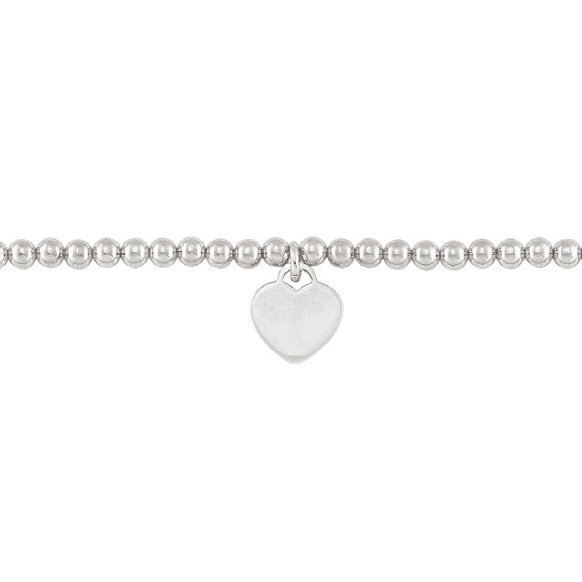 Sterling Silver 5mm Bead Ball Bracelet with Engravable Heart